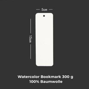 Mypaperworld Aquarell Lesezeichen, N002, Watercolor Bookmark , 300 g/m² 100% Baumwolle, 5x15cm, 20 Blätter, Cold pressed