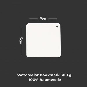 Mypaperworld Aquarell Lesezeichen, N003, Watercolor Bookmark , 300 g/m² 100% Baumwolle, 9x9 cm, 20 Blätter, Cold pressed