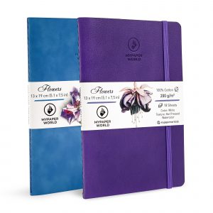 Mypaperworld Aquarell Skizzenbuch, 200 g 100% Baumwolle, Hot Pressed, 18 Blätter, 19x13cm, Hell blau