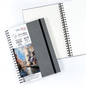 Aquarell Skizzenbuch Rosa Gallery, A4, 200 g 25% Baumwolle, Fabriano Papier, 32 Blätter, Anthrazit