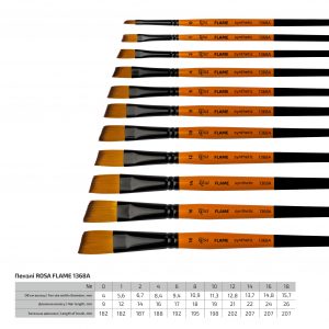Rosa, Synthetikhaar Pinsel ,Flame 1368 A, Abgeschrägt Kurzer Stiel