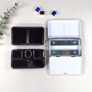 Leer Aquarellkasten Metallkasten für 12 1/2 Näpfchen, Schwarz S