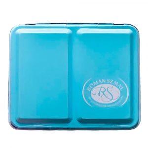 NEU!!! ROMAN SZMAL Leer Metallic Aquarellkaste, Mini, für 12 1/2 Näpfchen, Blau