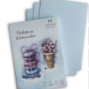 NEU, Palazzo Aquarellblock 300 g 100% Baumwolle, Blaue Papier, A5, 300 g 100 % Baumwolle, 20 Blätter, Kaltpresst