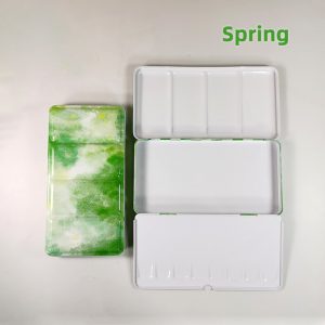 NEU,Leer Aquarellkasten für 65 1/2 Näpfchen ohne Ring und ohne Metallhaltering, Sommer