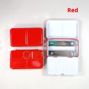 NEU,Leer Aquarellkasten Metallkasten für 12 1/2 Näpfchen, Rot S