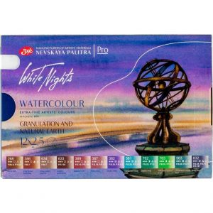 NEU!!!White Nights Granulation/ Erde Farben Aquarell 12 Farben Set Kunstoffkaste